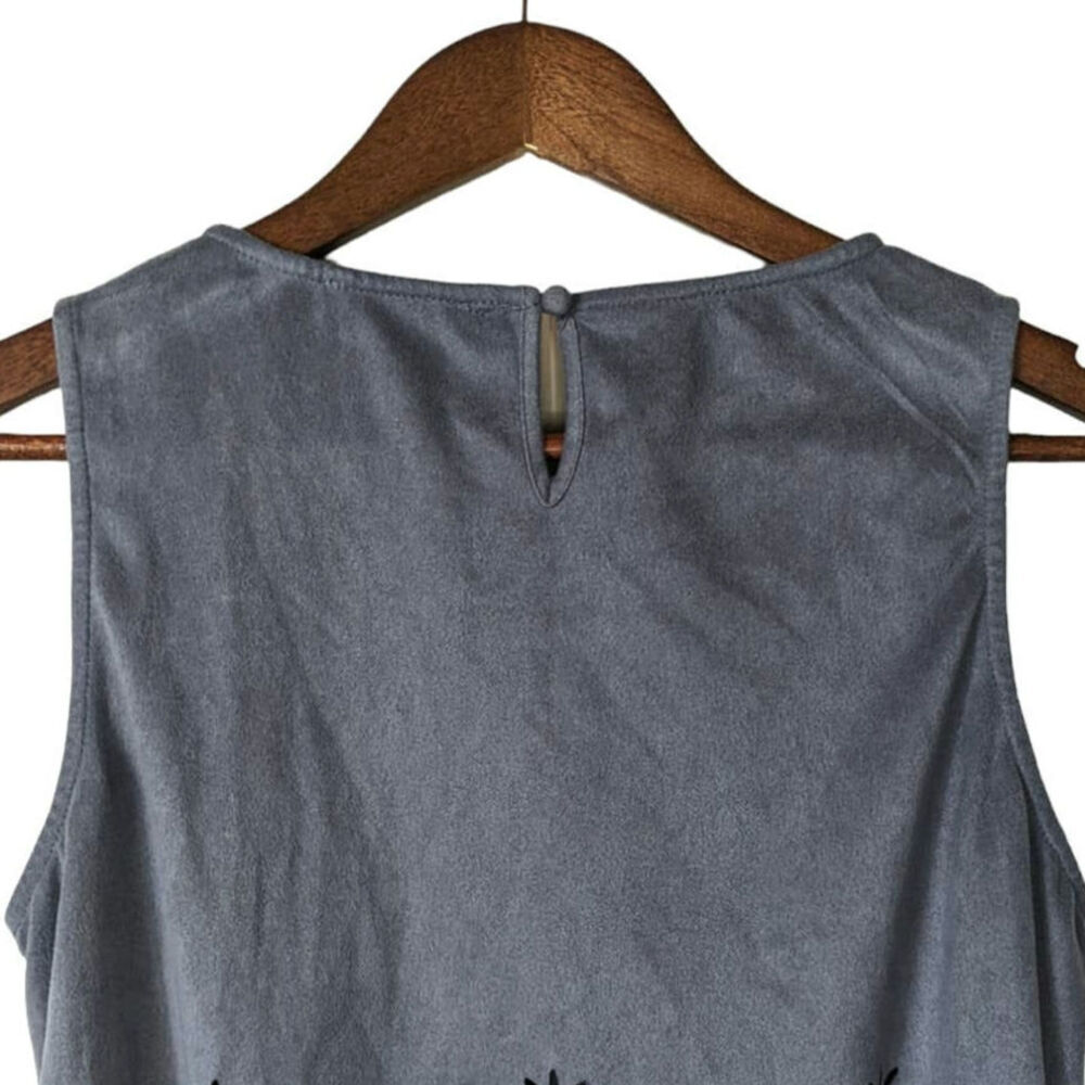 Altar'd State Dusy Blue Faux Suede Crop Top Scallop Eyelet Cottage Boho Small - Picture 3 of 6